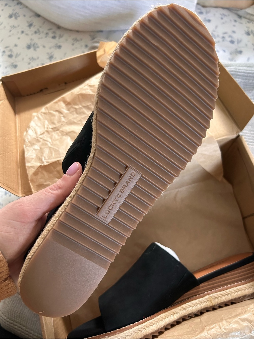 Lucky Brand Black Espadrille Slide Sandals - Picture 2 of 4